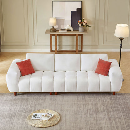 Convertible Sectional Sofa Couch, L Shaped Sofa with Fabric Couch,Modern Design Cream Style Marshmallow Sofa for Living Room and Office,White