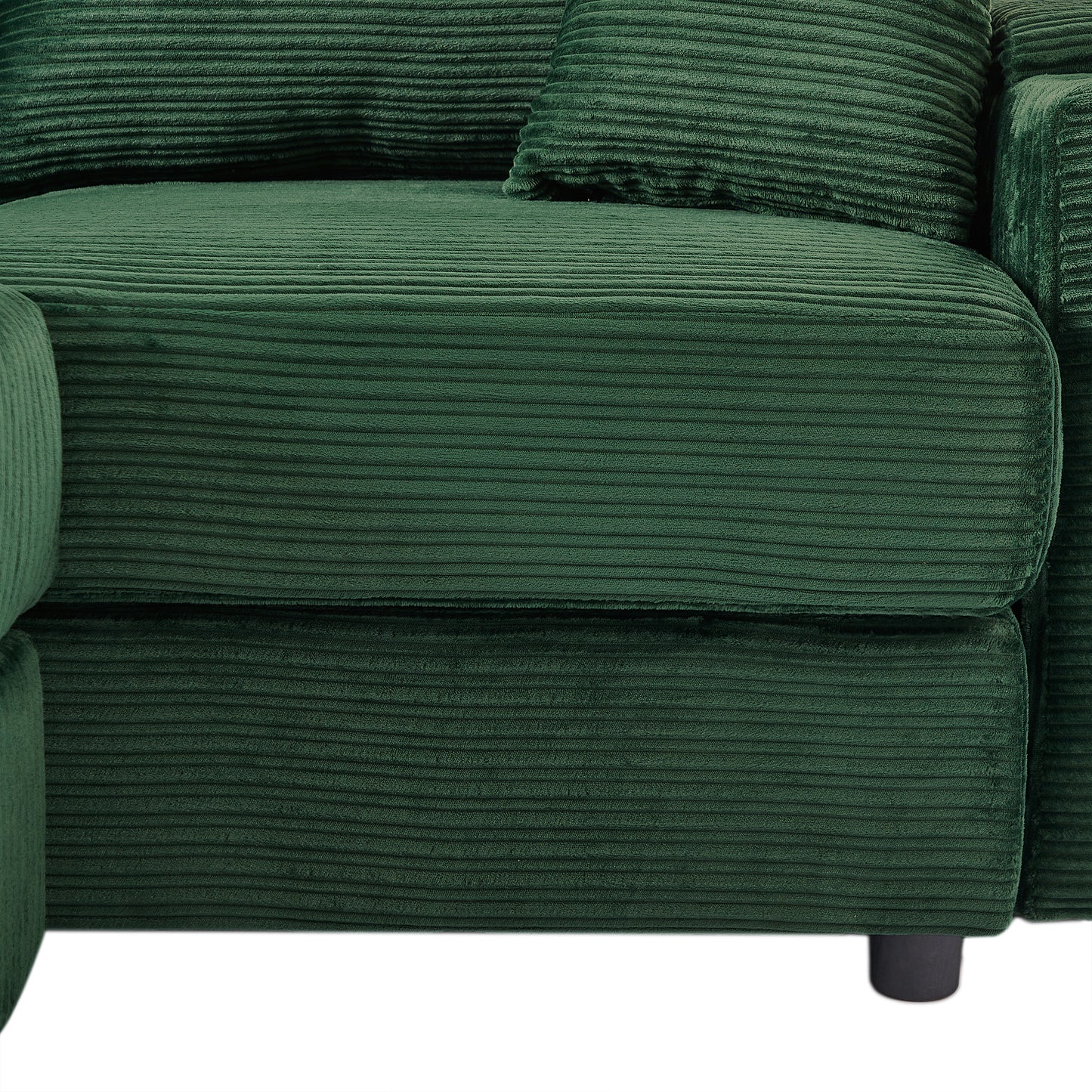 123.2" Modern Style 4-seater Sofa Sectional Sofa Couch with Storage Space, Two Movable Ottomans, Two USB Ports, Two Cup Holders, A Phone Holder for Living Room, Green