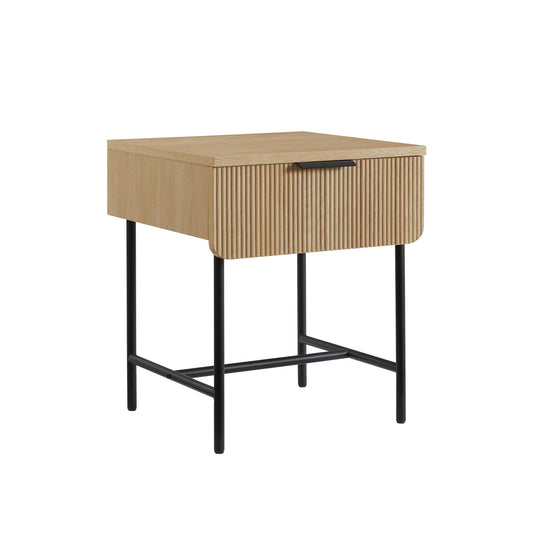 Modern Fluted-Door Minimalist Side Table – Coastal Oak