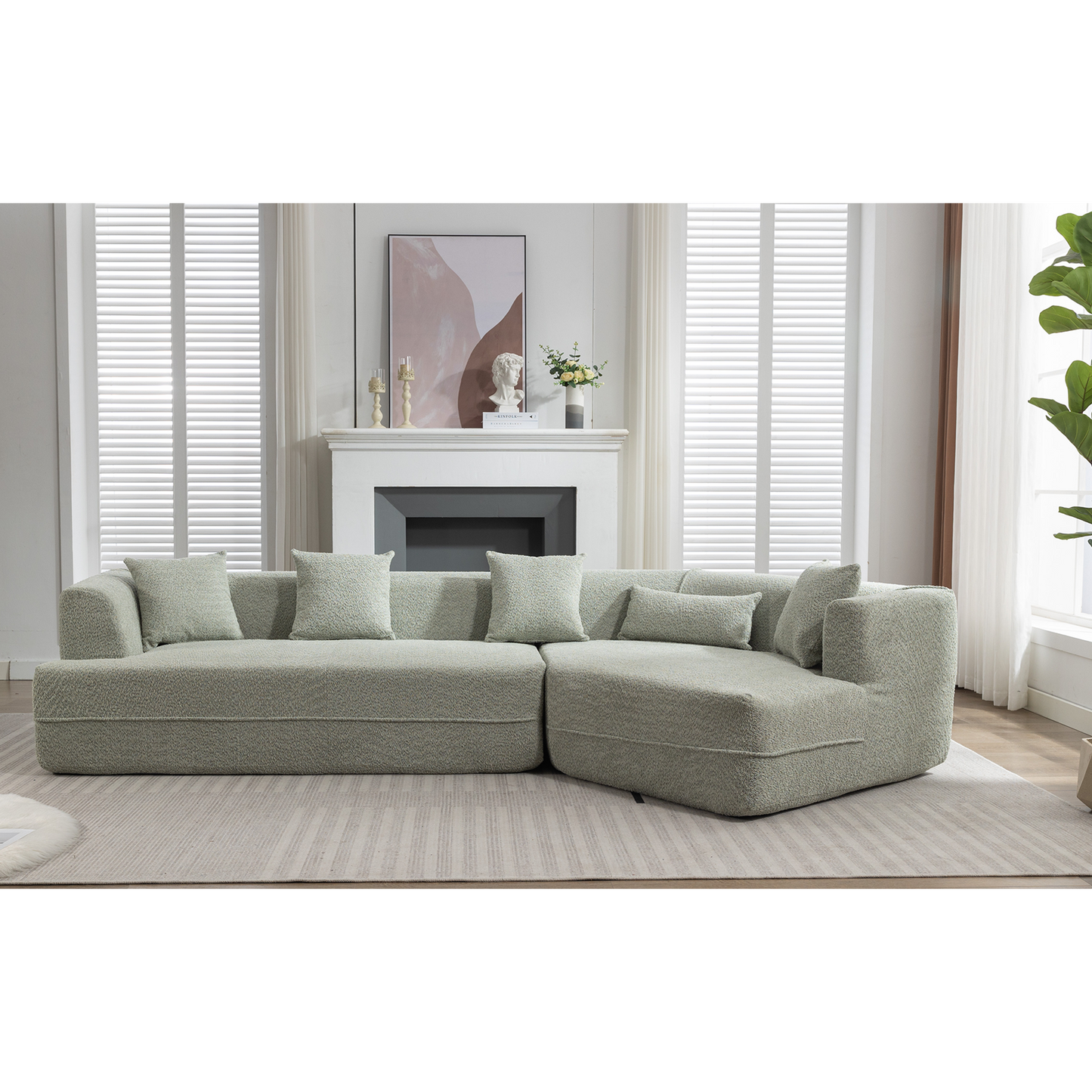 [VIDEO PROVIDED][ New And Upgraded Extended Edition]Modular sofa , modern minimalist style sofa,  upholstered ,  free combination, round fiber fabric, anti-wrinkle fabric,Dimension extension,Green