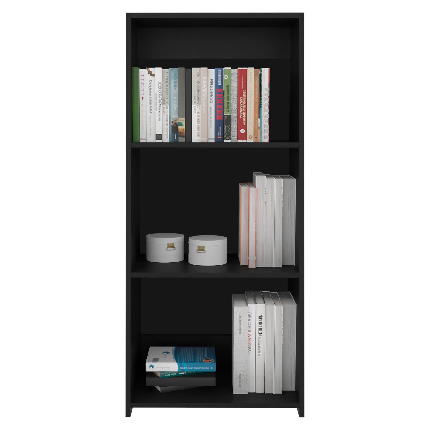 Note 47" Tall Three-Tier Ladder Bookcase Black