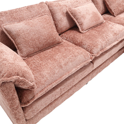 Modern Large boucle Fabric L-Shape Sectional Chenille fabric, movable pedals, detachable armrests, oversized three-seat Sofa