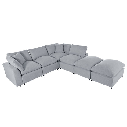 U_STYLE Modern Large U-Shape Sectional Sofa, 2 Large Chaise with Removable Ottomans for Living Room