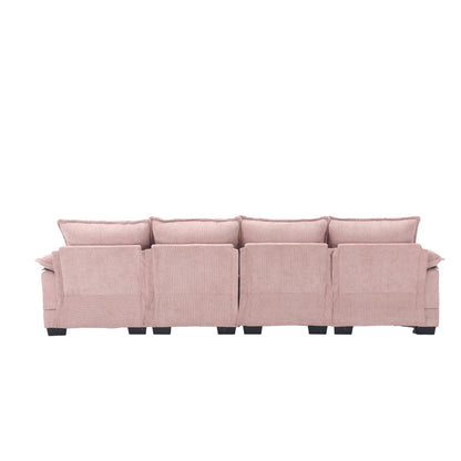 UNITED WE WIN Modern Large chenille Fabric U-Shape Sectional Sofa