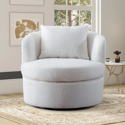 33'' W Super Soft Upholstered Swivel Barrel Chair with Pillow - Groovy Boardz