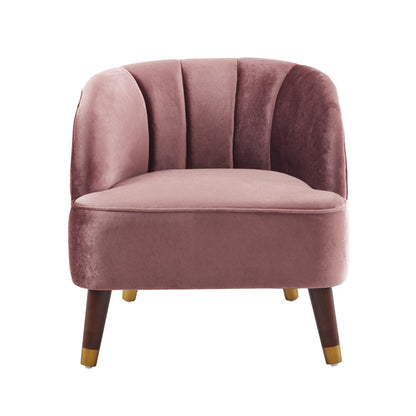 Upholstered Barrel Accent Chair With Wooden Legs