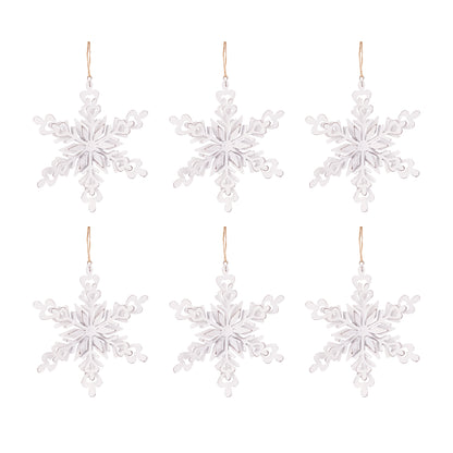 6.3x1.8x6.7" Iron Snowflake Hanger, Decorative Hanging Ball Christmas Tree Ornaments for Holiday Party Decorations, Set of 6