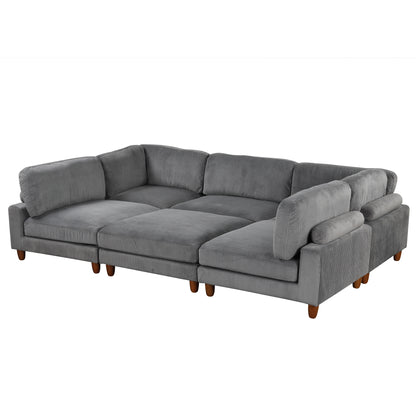 U-style 163''Modular Sectional Sofa,with Ottoman L Shaped Corner Sectional for Living Room,,Office,  Apartment (6-Seater)