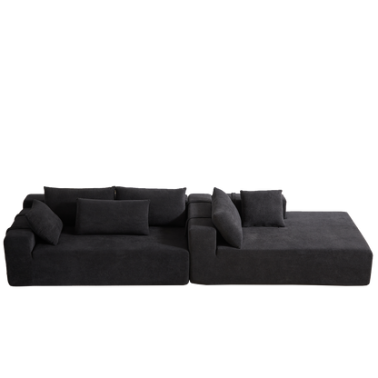 Modern Chenille Upholstered Sectional Sofa Couch Set,Modular 108" L Shaped Sectional Living Room Sofa Set With 6 Pillows,Free Combination Sofa Couch for Living Room,Bedroom(Right Chaise)