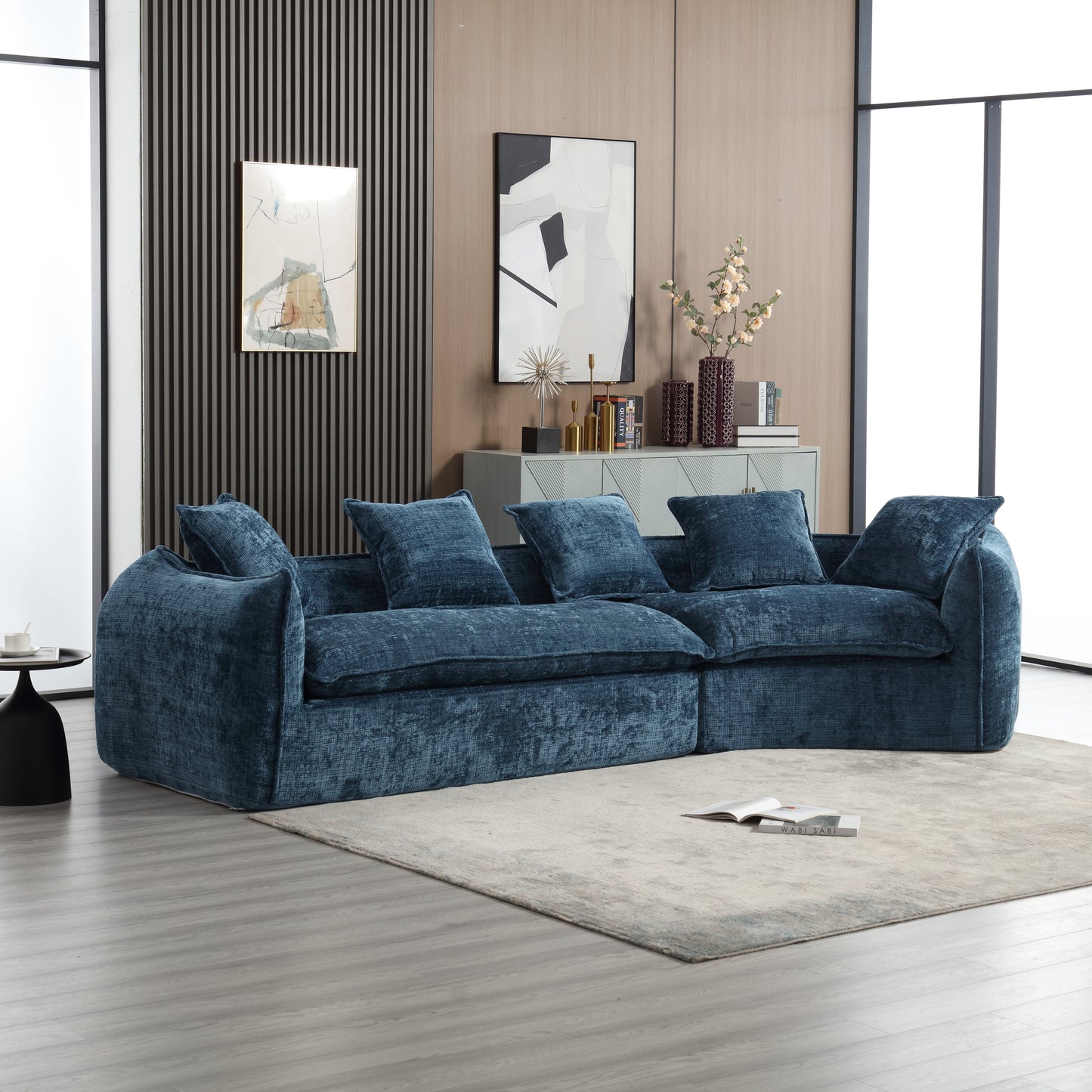 Modular Sectional Sofa, U-Shaped Couch with Sofa for five & Pillows, Modern Minimalist chenille Fabric Large Comfy Cloud Sofas, Living Room Furniture Sets