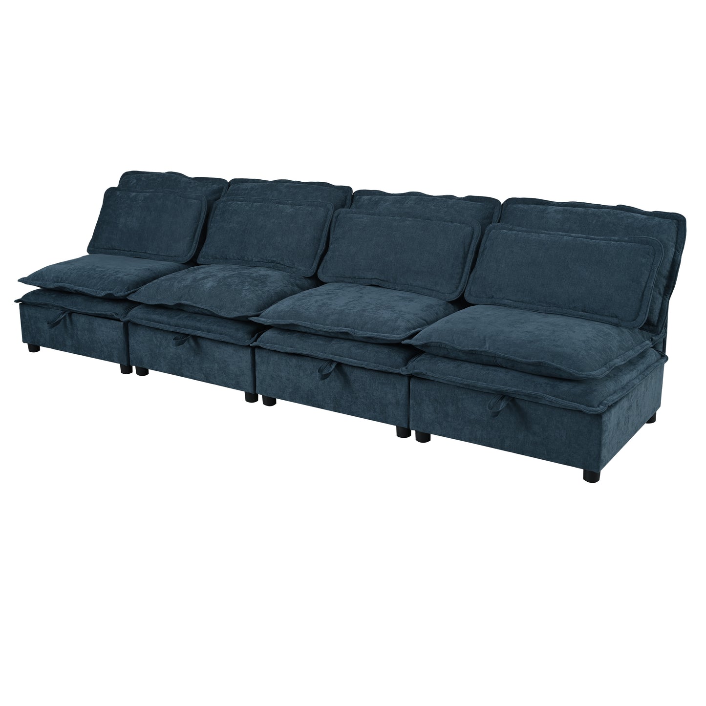 U_Style Double-Layer Cushion Modular Sofa, Freely Combinable, 4-Seater with Storage Function, Includes 4 Soft Cushions, Perfect for Living Rooms, Offices, and Apartments