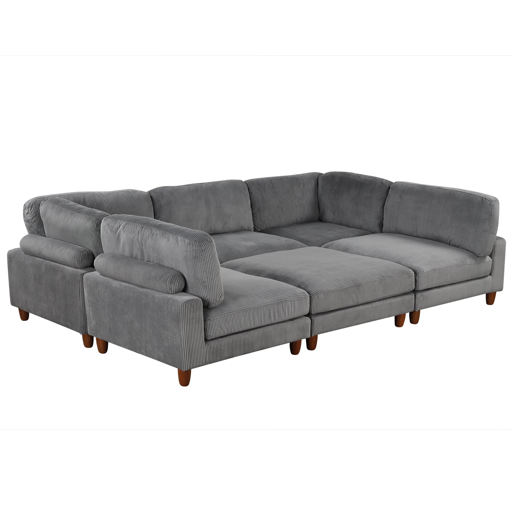 U-style 163''Modular Sectional Sofa,with Ottoman L Shaped Corner Sectional for Living Room,,Office,  Apartment (6-Seater)