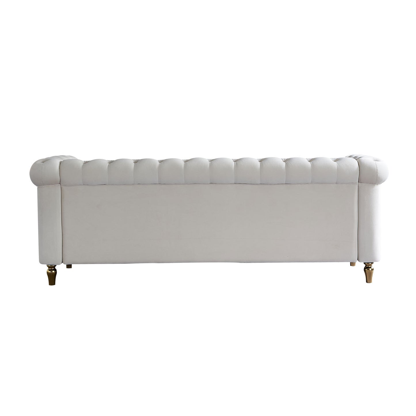 Chesterfield Velvet Sofa 84.65 inch for Living Room Beige Color