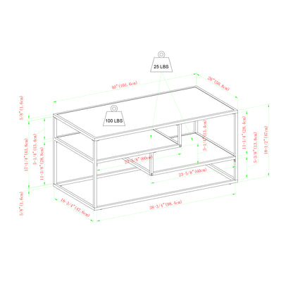 Contemporary Two-Tone Metal Coffee Table - Dark Walnut