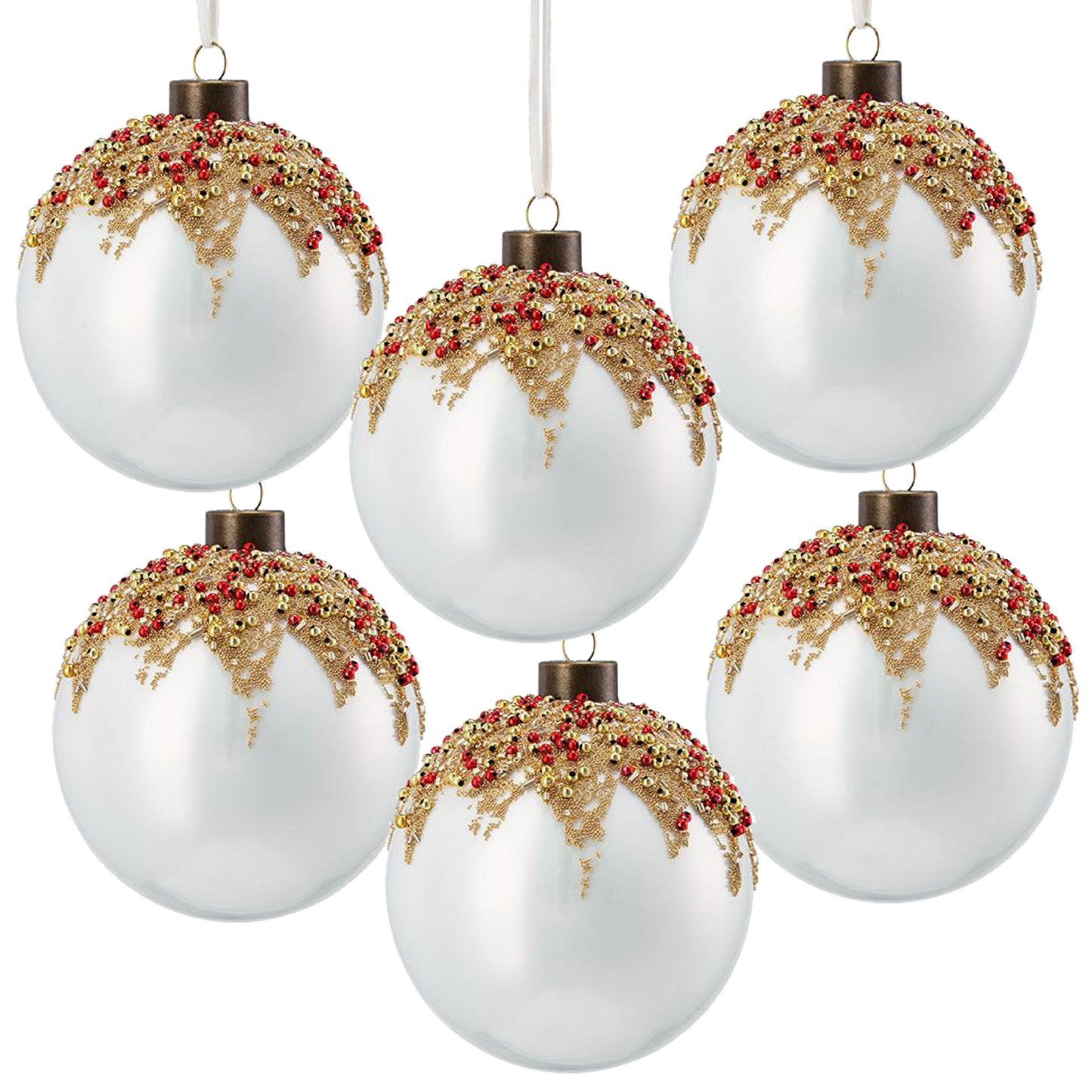 D3.9" Christmas Ball Ornaments, Glass Decorative Hanging Ball Christmas Tree Ornaments for Holiday Party Decorations, Set of 6