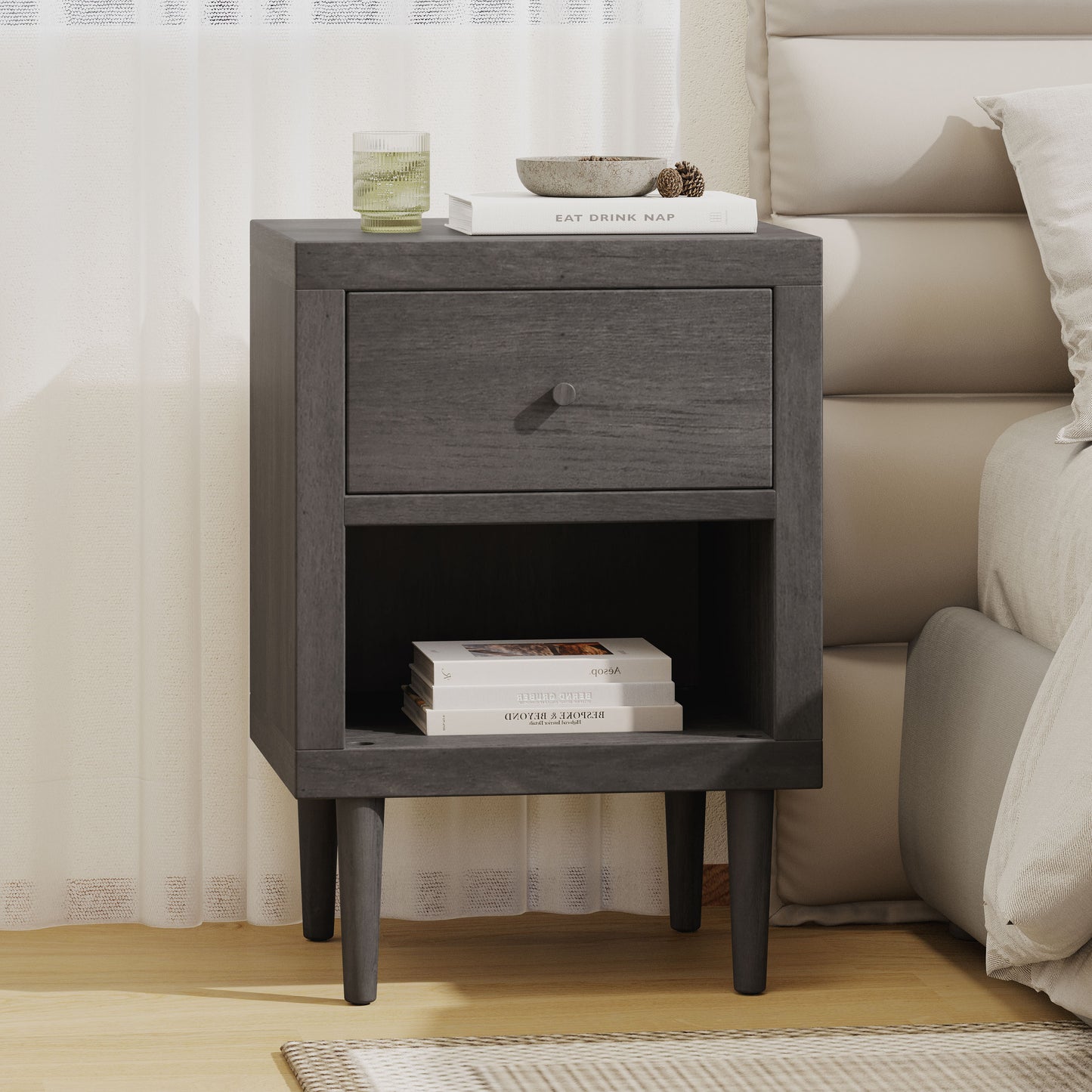 Ashley Modern Nightstand 1-Drawer, Bedside Table