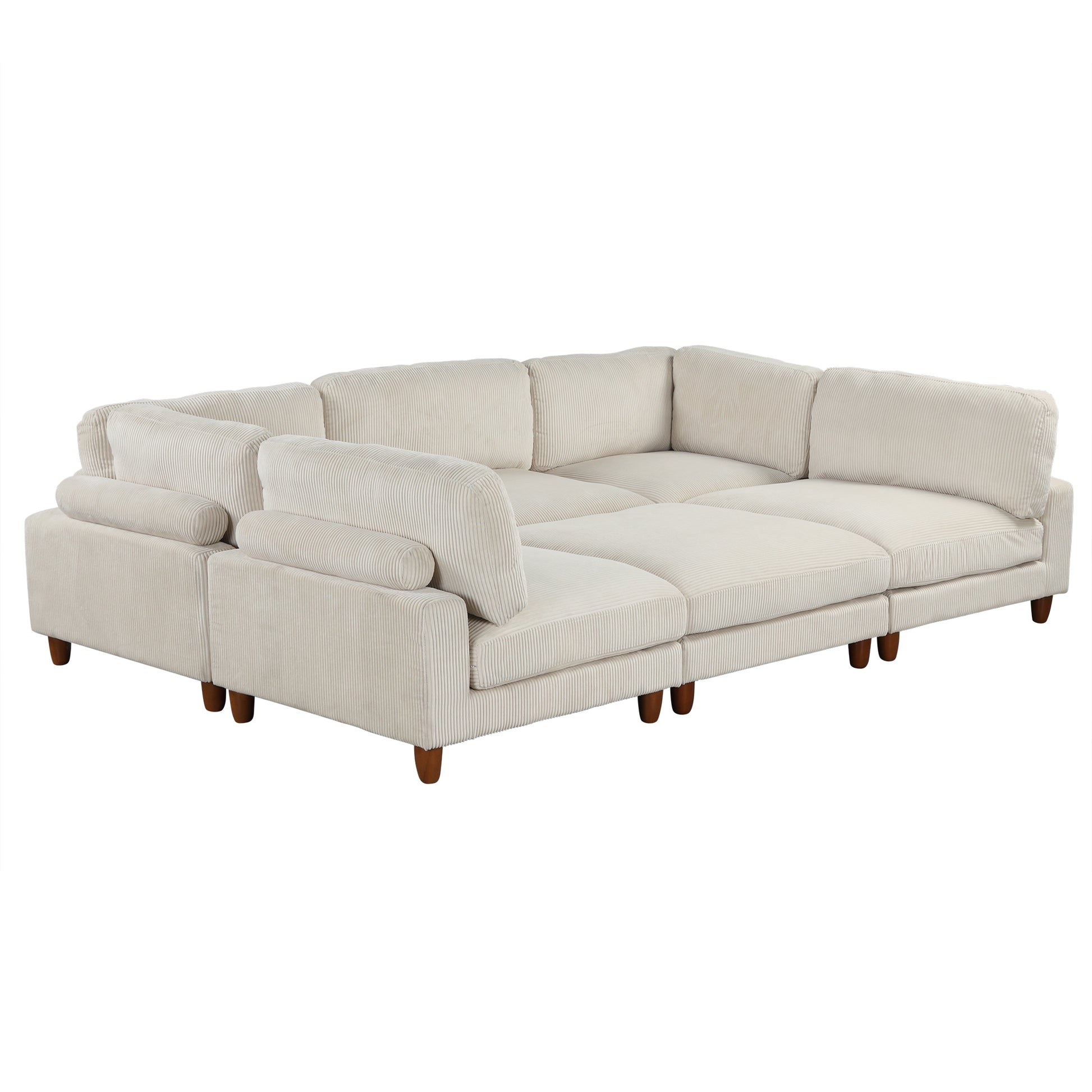 U-style 163''Modular Sectional Sofa,with Ottoman L Shaped Corner Sectional for Living Room,,Office,  Apartment (6-Seater)