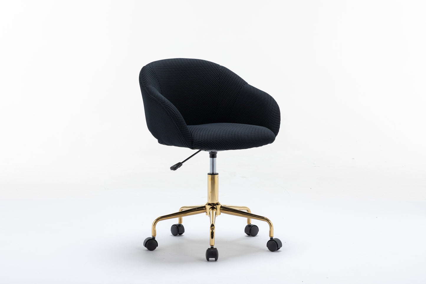 047-Mesh Fabric Home Office 360°Swivel Chair Adjustable Height With Gold Metal Base,Black