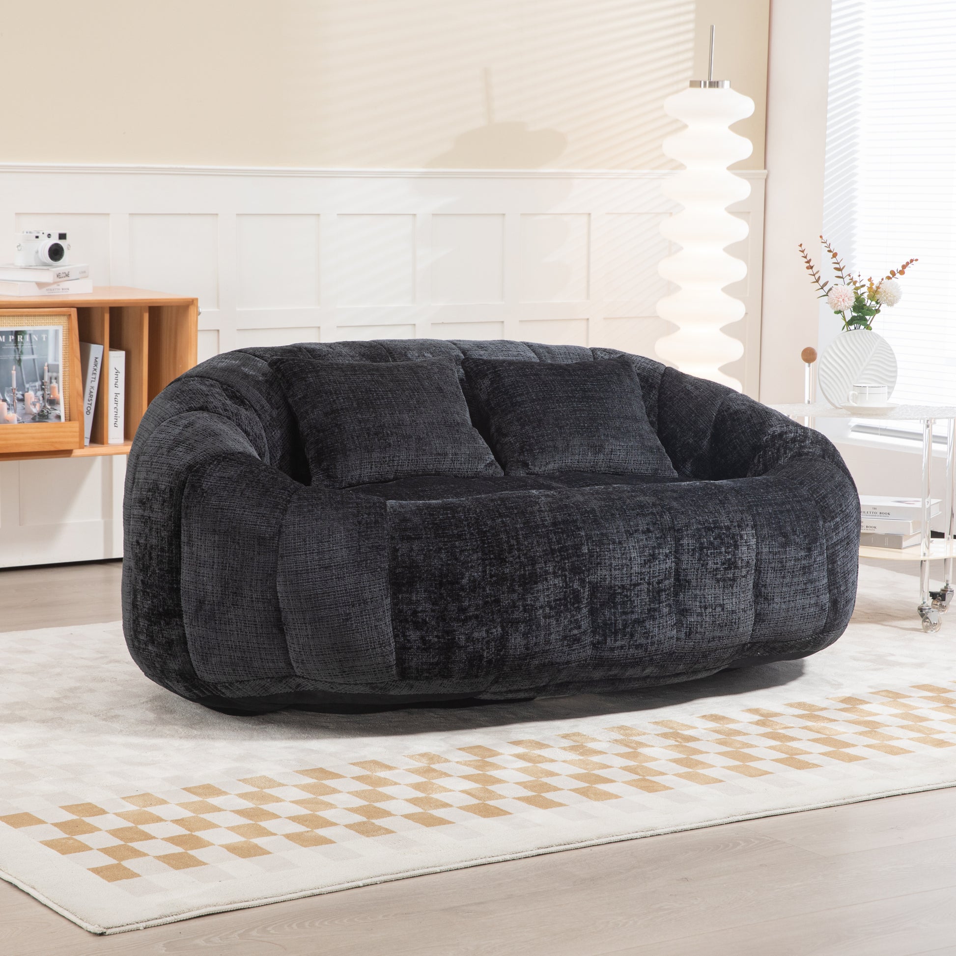 COOLMORE Bean Bag sofa Lazy Sofa Durable Comfort Lounger High Back Bean Bag Chair Couch for Adults and Kids, Indoor & Outdoor, Accent Floor Soft Lounge Chair  (Black chenille)