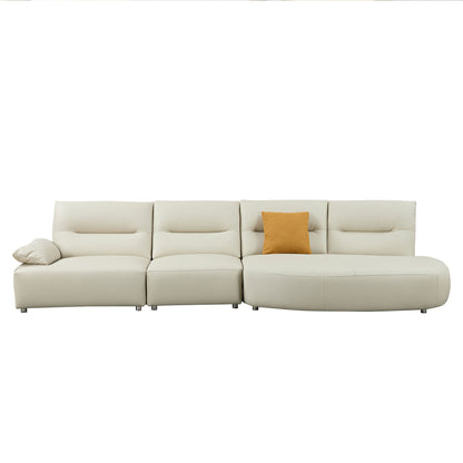 147.24'' Oversied Modern Sectional Curved Shaped Sofa Couch for Living Room,Upholstered 5-Seat Sofa Eco-leather Couch Set,Beige