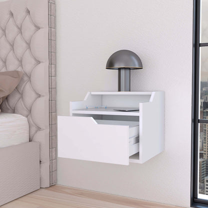 Nolan White Dual-Shelf Display Nightstand