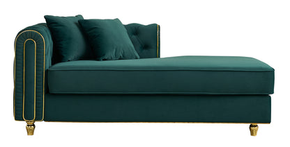 66.9''W Velvet Chaise Lounge,Luxury Modern Chaise Furniture,Tufted Back with 2pcs toss pillows for Living Room,Bedroom,Apartment,Green Color