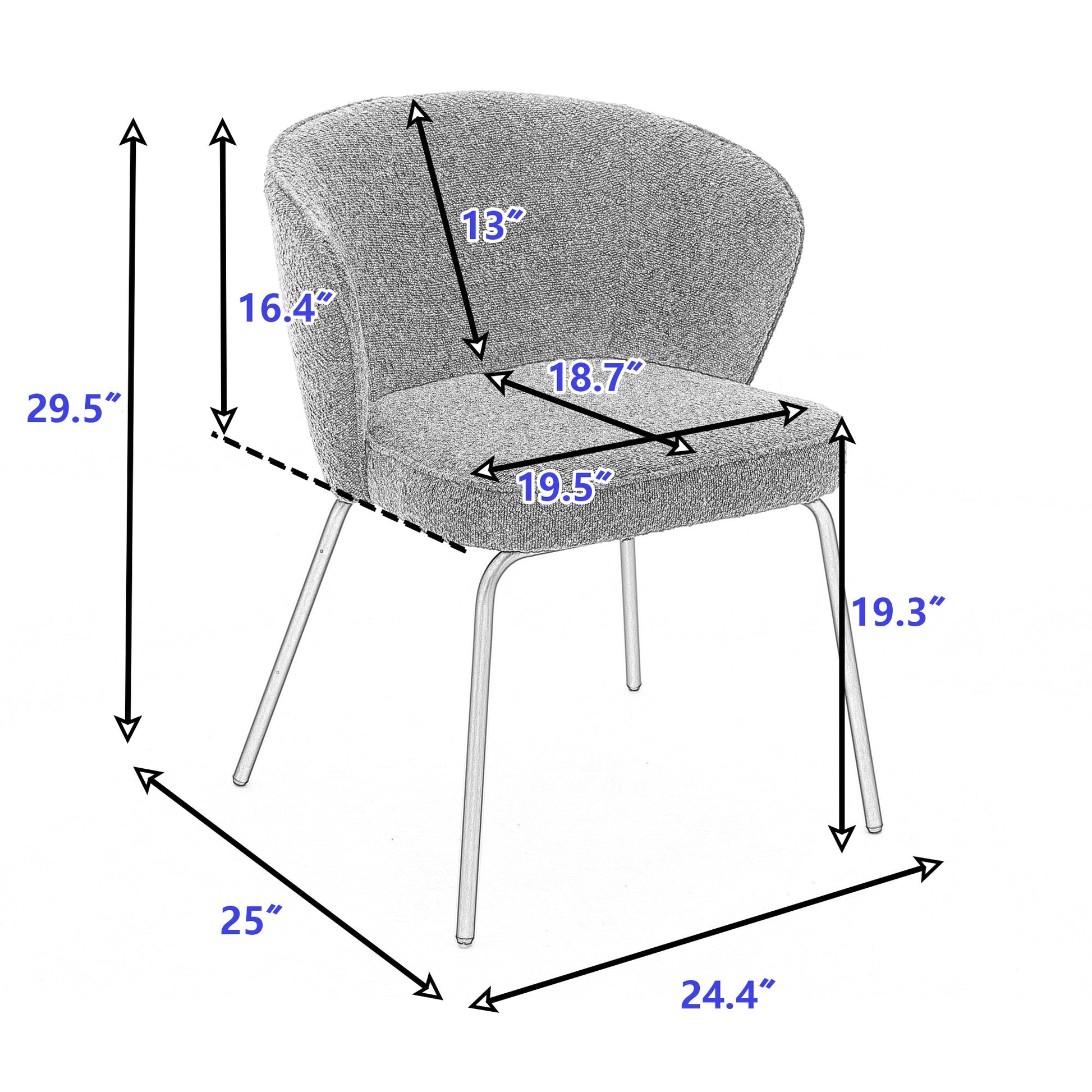 Retro Minimalist Modern Boucle Fabric Dining Chairs