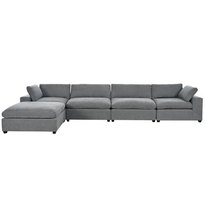 U-style Upholstered Oversize Modular Sofa with Removable Ottoman,Sectional sofa for Living Room Apartment(5-Seater)