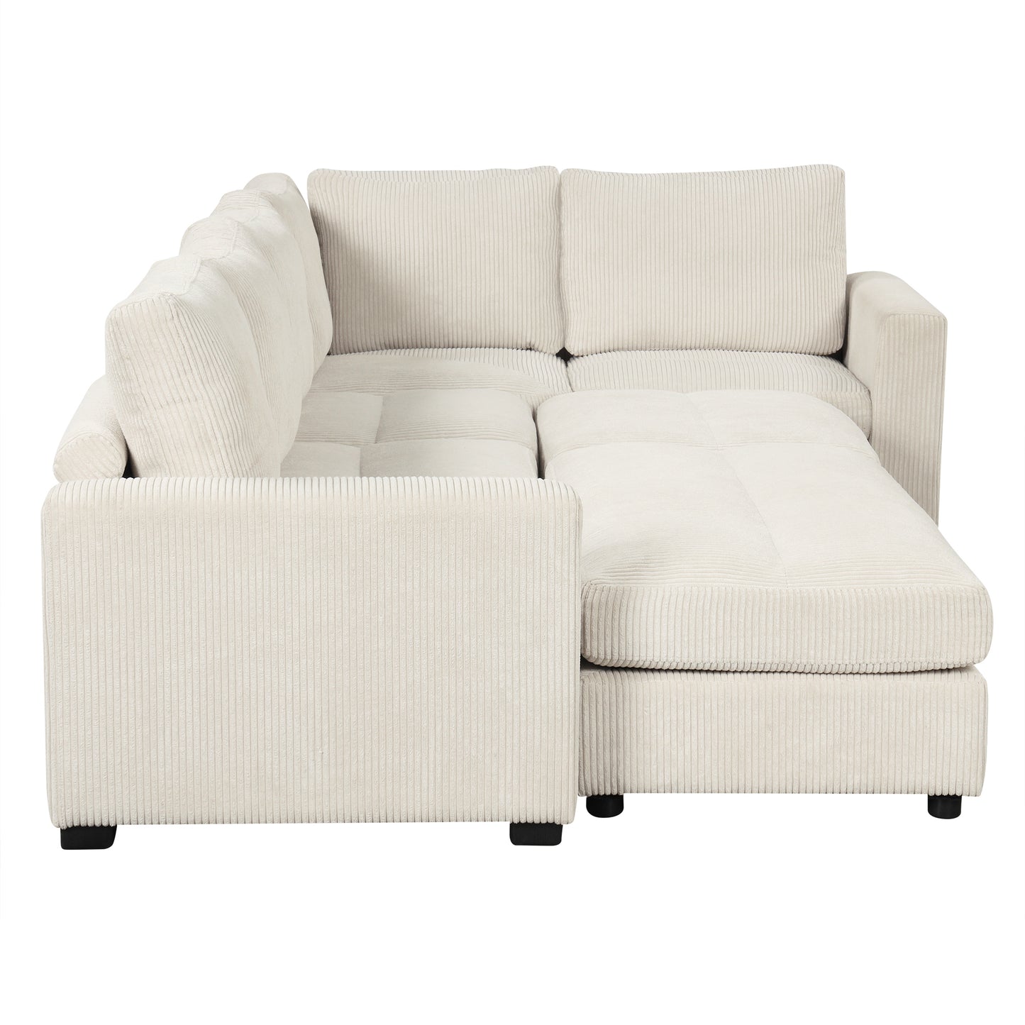 121.3" Sectional Couch Sofa Bed Modular Sofa with Two Movable Ottomans for Living Room (Old SKU:N719S001640A), Beige