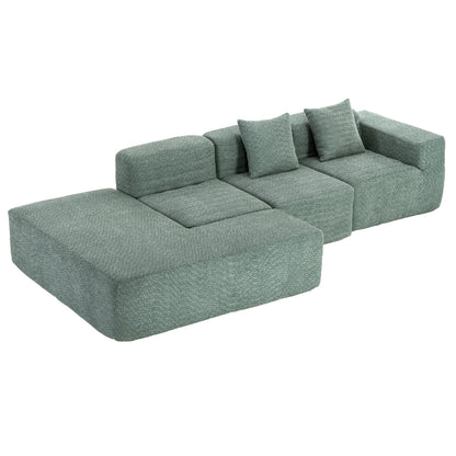 116.5" Sectional Sofa Full-compressed Sofa Couch Free-combined Sofa for Living Room, Green