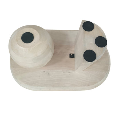 38 Inch Coffee Table, Oblong Mango Wood Top with a Modern Ball Leg, Washed White - Groovy Boardz