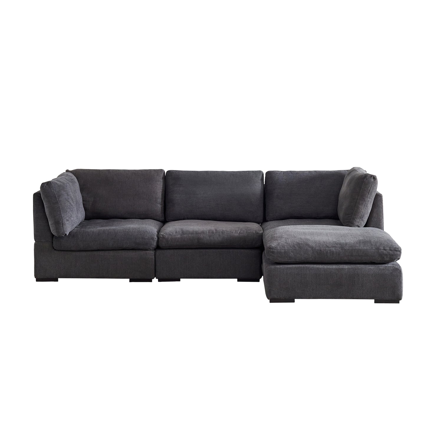 L Shape Modular Soft Fabric Sofa Filled with Down (Dark Grey)