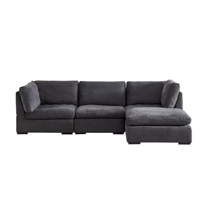 L Shape Modular Soft Fabric Sofa Filled with Down (Dark Grey)