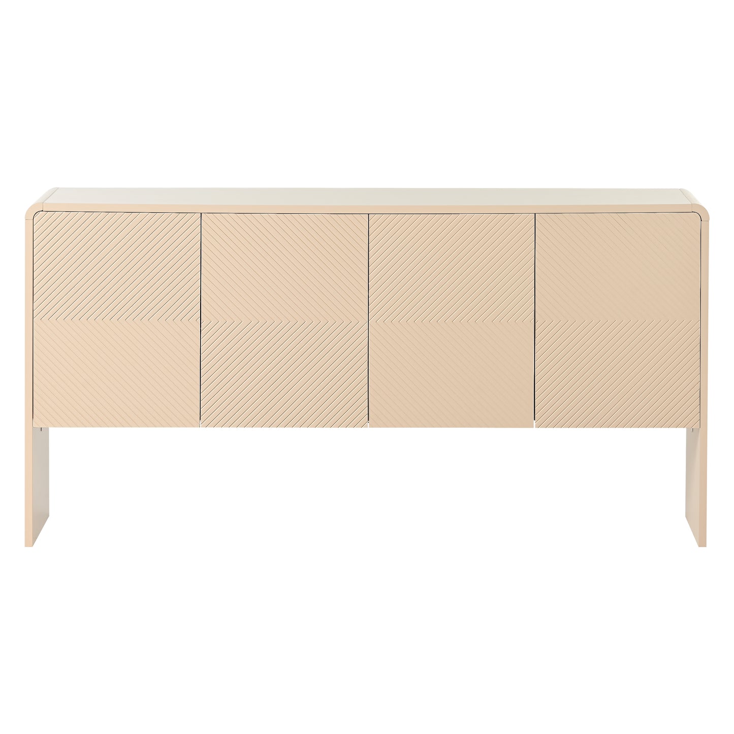 TREXM Minimalist Style 60"L Large Storage Space Sideboard Cabinet with 4 Doors and Rebound Device for Living Room and Entryway (Apricot Cream)