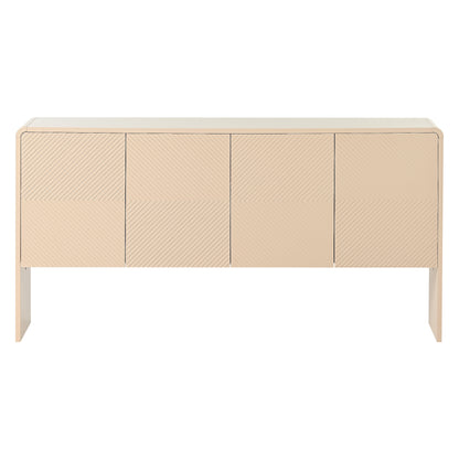 TREXM Minimalist Style 60"L Large Storage Space Sideboard Cabinet with 4 Doors and Rebound Device for Living Room and Entryway (Apricot Cream)