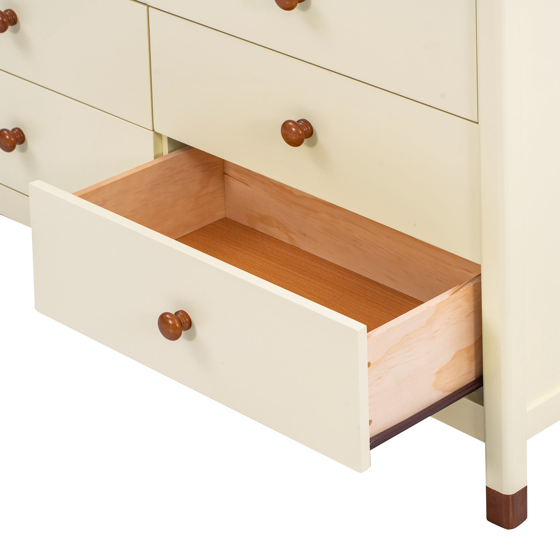 Wooden Storage Dresser with 6 Drawers,Storage Cabinet for kids Bedroom,Cream+Walnut