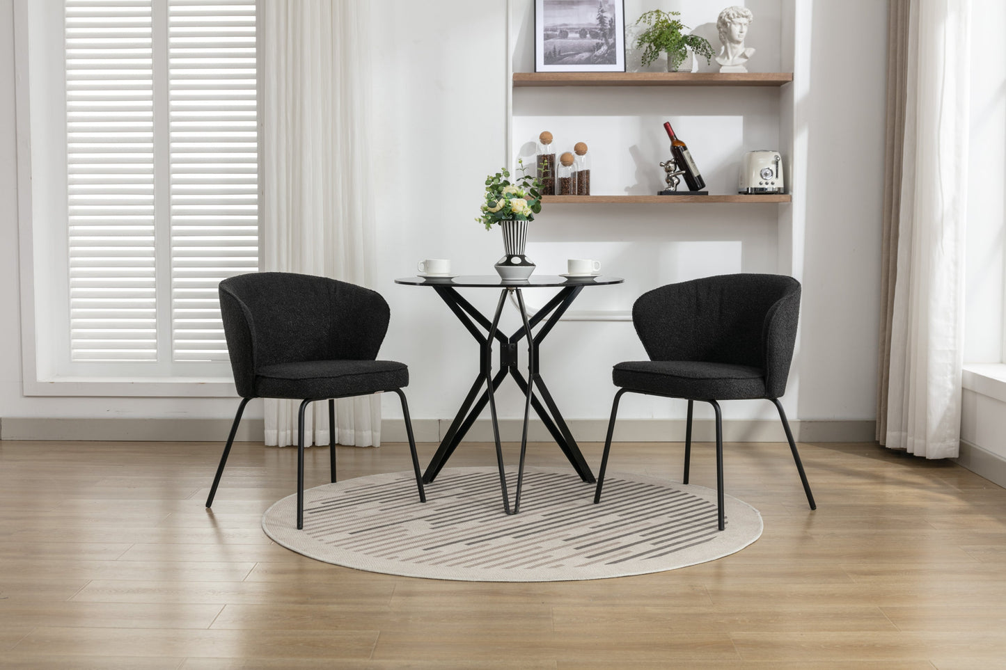 Retro Minimalist Modern Boucle Fabric Dining Chairs