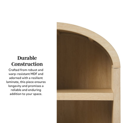 Modern 5 Shelf Open Arched Bookshelf - Oak