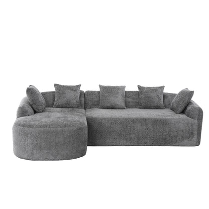 COOLMORE Boucle Sofa 3 Seater for Living Room Oversized Comfy Sofa L-Shape Sofa Couch with Chaise Home Furniture Sleeper Sectional Sofa for Apartment, Office Left Hand Facing (Gray)