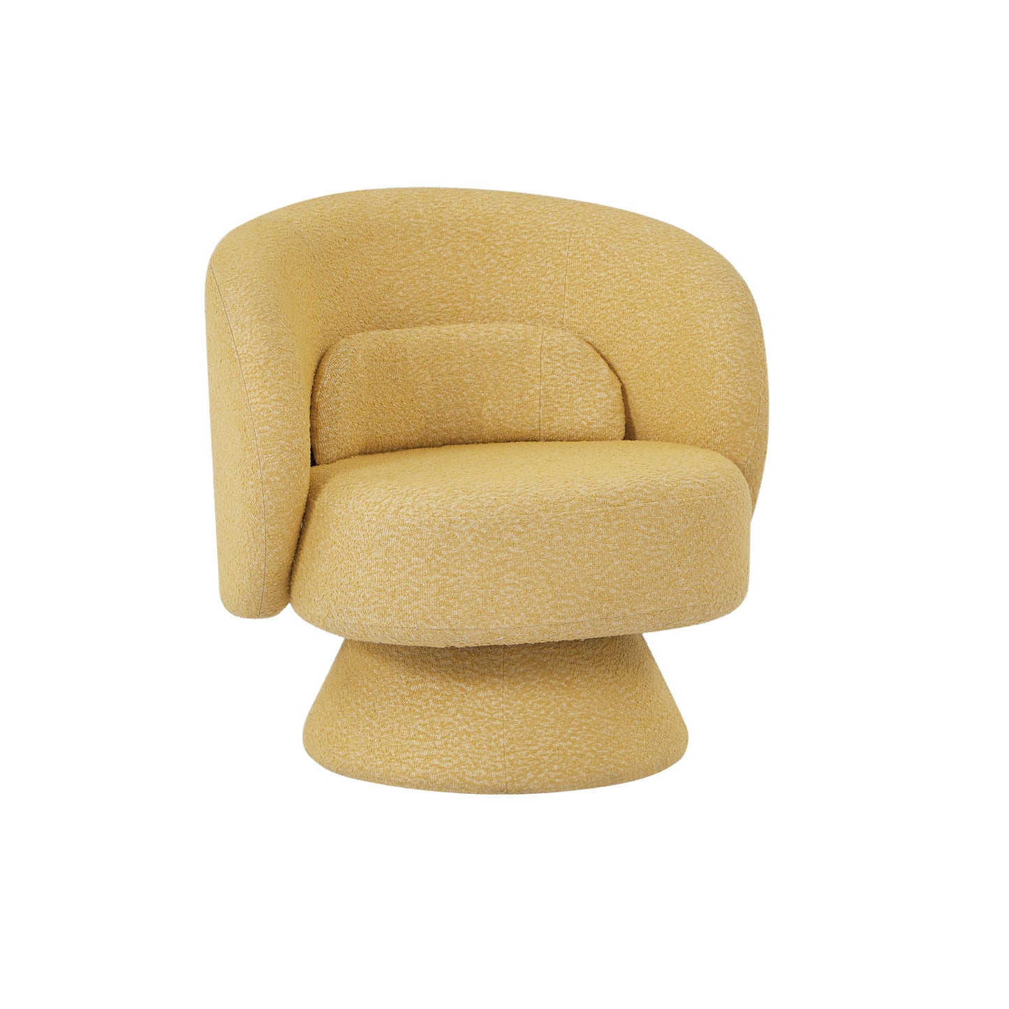 360 Degree Swivel Sherpa Accent Chair Modern Style Barrel Chair with Toss Pillows for home office, living room, bedroom, Yellow