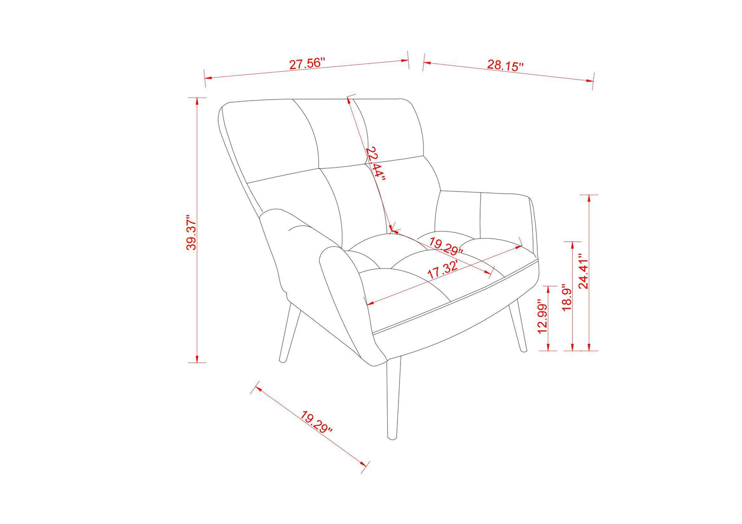 Modern Single Sofa Armchair with High Backrest Comfy Reading Chair for Small Spaces/Living Room/Bedroom/Apartment (COLOR:BLUE)