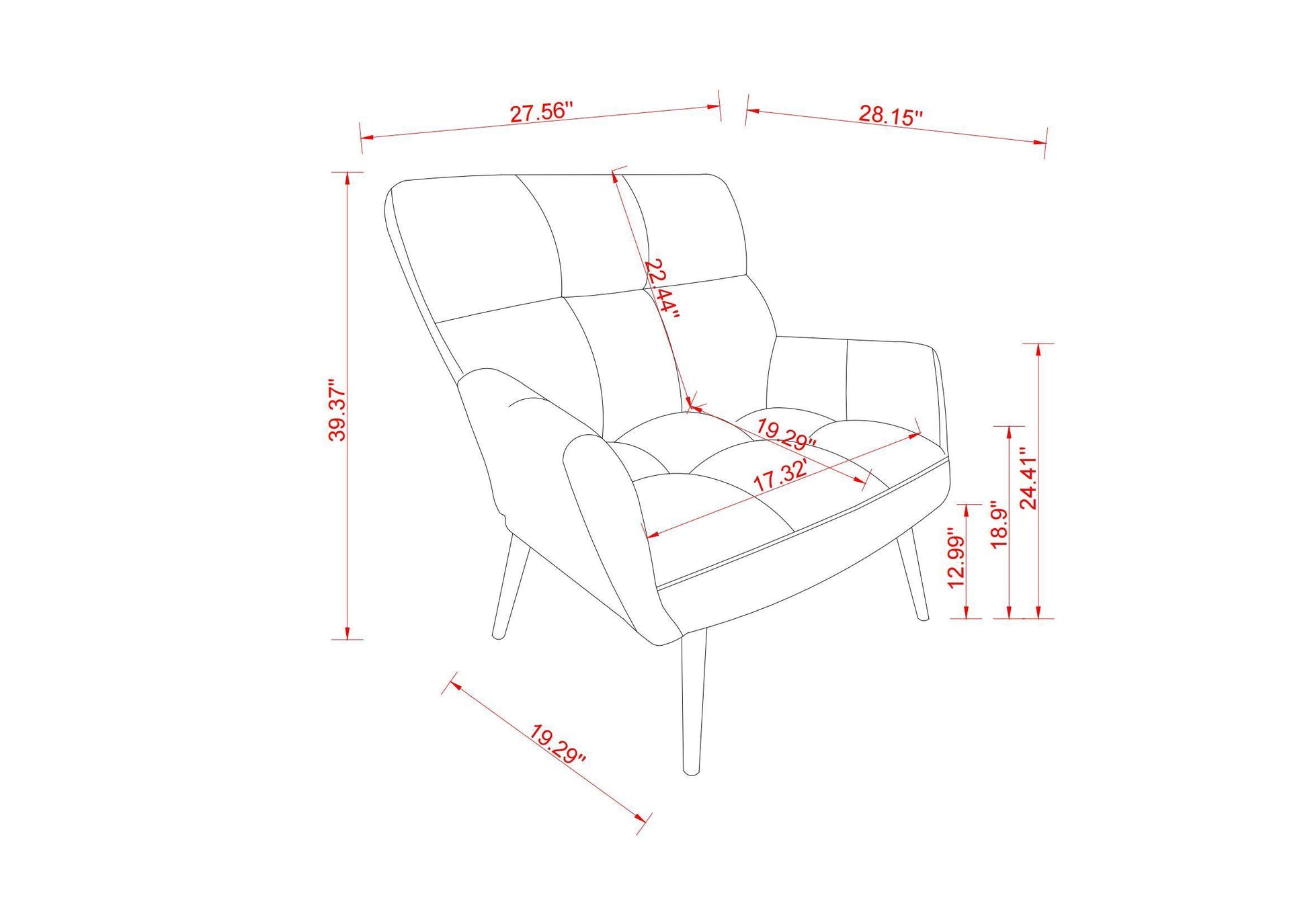 Modern Single Sofa Armchair with High Backrest Comfy Reading Chair for Small Spaces/Living Room/Bedroom/Apartment (COLOR:BROWN)