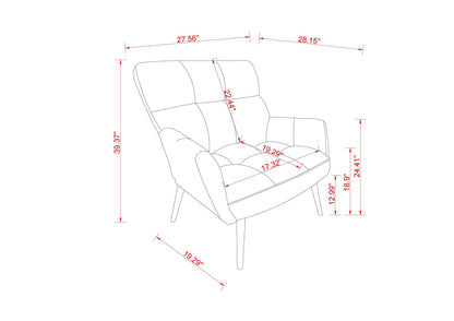 Modern Single Sofa Armchair with High Backrest Comfy Reading Chair for Small Spaces/Living Room/Bedroom/Apartment (COLOR:BROWN)