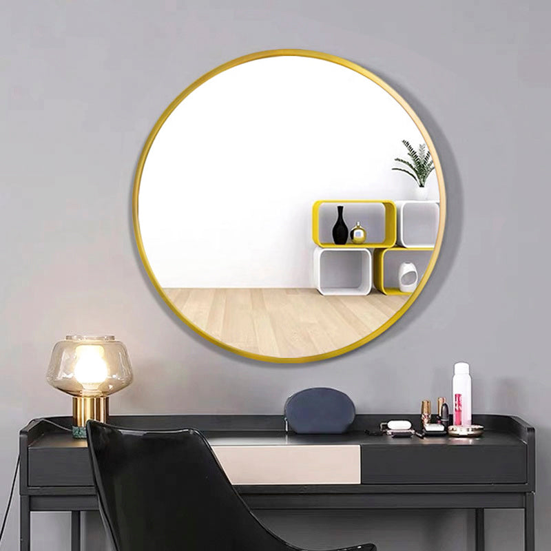 Tempered mirror 28" Wall Circle Mirror for Bathroom, Gold Round Mirror for Wall, 20 inch Hanging Round Mirror for Living Room, Vanity, Bedroom