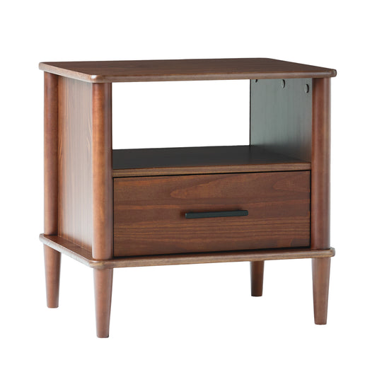 Transitional Solid Wood Spindle Nightstand – Walnut