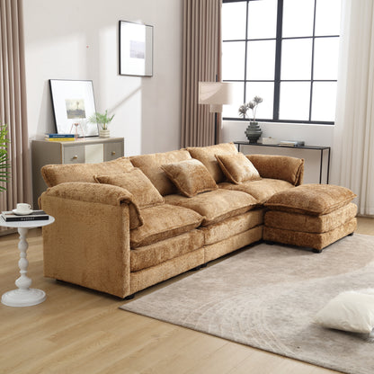 Modern Large boucle Fabric L-Shape Sectional Chenille fabric, movable pedals, detachable armrests, oversized three-seat Sofa