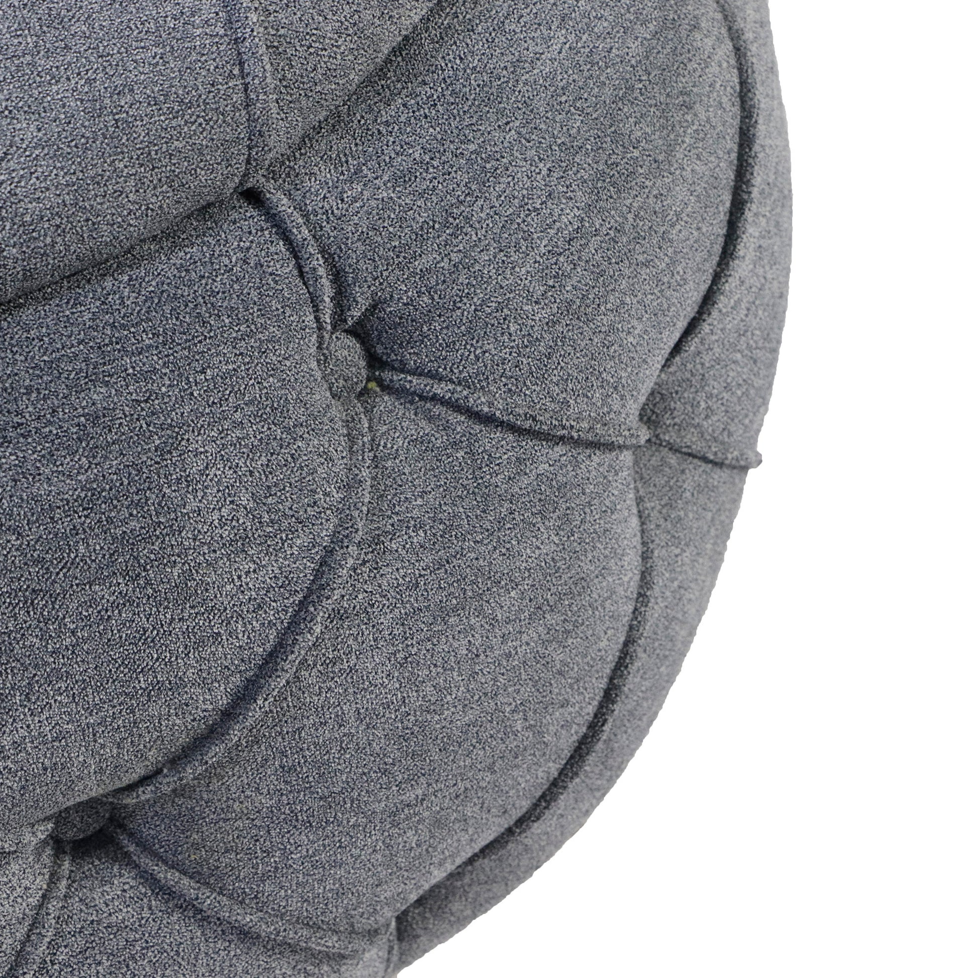 Large Button Tufted Woven Round Storage Ottoman  for Living Room & Bedroom,17.7"H Burlap Grey