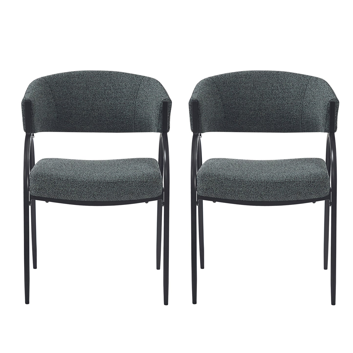 Upholstered Dining Chairs With Metal Legs (Set of 2),Dark Green Black