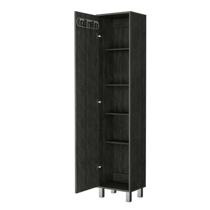 Brett Smokey Oak 3 Broom Hangers Tall Storage Cabinet