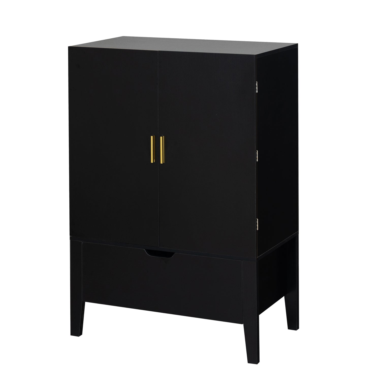 Lockers,side cabinets,Wine Bar Cabinet,Liquor Storage Credenza,Sideboard with Wine Racks & Stemware Holder,Wine glass holder,Metal handle, placed in family bars,hallways,living rooms,Color:black+Brown